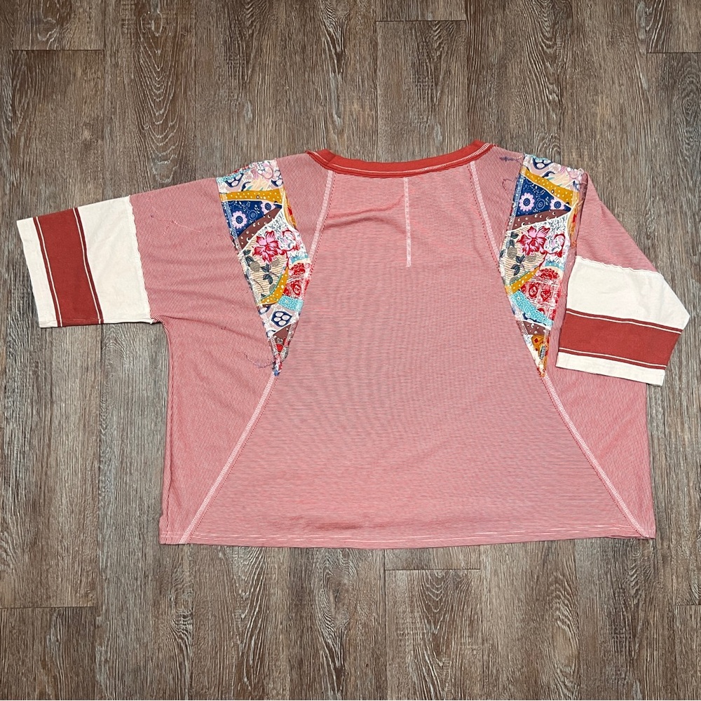 Three Bird Nest Britt Patchwork Top Red Stripe Bo… - image 6